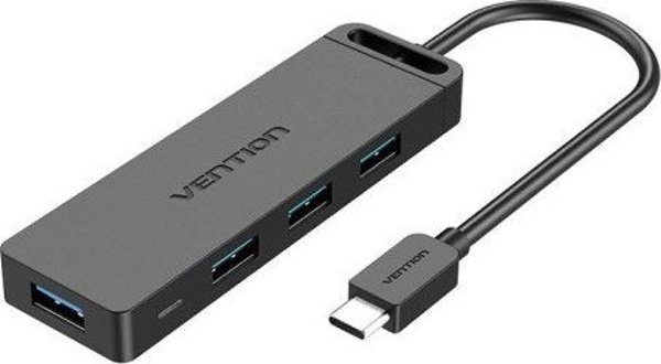 Vention USB HUB Hub USB 3.0 με 4 θύρες USB-C και USB 3.0 με τροφοδοτικό Vention TGKBB 0,15m Μαύρο 13136200 6922794746732