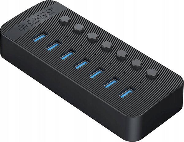 HUB 7 θυρών με διακόπτη USB-A 3.0 - μαύρο