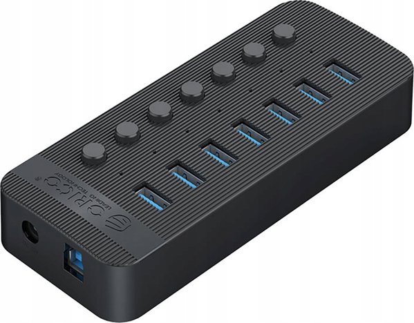 HUB 7 θυρών με διακόπτη USB-A 3.0 - μαύρο