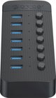 HUB 7 θυρών με διακόπτη USB-A 3.0 - μαύρο
