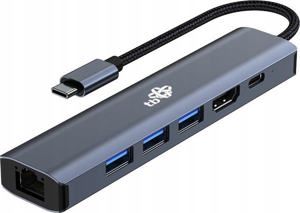 Προσαρμογέας HUB USB TB Print HUB USB C 6w1 - HDMI, USBx3, PD, RJ-45