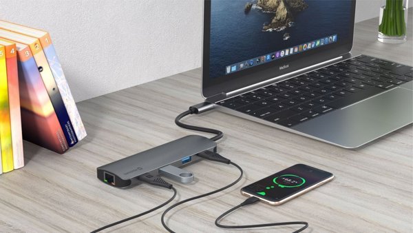 HUB USB Sourcing Swissten USB-C Splitter 8in1 with 3X USB 3.0 / 1X USB-C Power Delivery / 1X microSD / 1X SD / 1x HDMI 4K / 1x LAN RJ45 / Aluminum housing