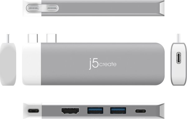 HUB USB j5create j5create JCD394-N διανομείς και συγκεντρωτές 2 x USB 3.2 Gen 2 (3.1 Gen 2) Type-C 5000 Mbit/s Γκρι, Λευκό