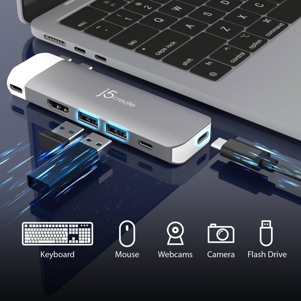 HUB USB j5create j5create JCD394-N διανομείς και συγκεντρωτές 2 x USB 3.2 Gen 2 (3.1 Gen 2) Type-C 5000 Mbit/s Γκρι, Λευκό