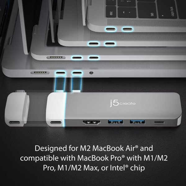 HUB USB j5create j5create JCD394-N διανομείς και συγκεντρωτές 2 x USB 3.2 Gen 2 (3.1 Gen 2) Type-C 5000 Mbit/s Γκρι, Λευκό