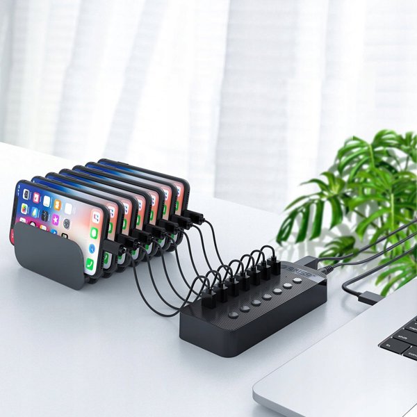 HUB 16 θυρών με διακόπτη USB-A 3.0 - μαύρο