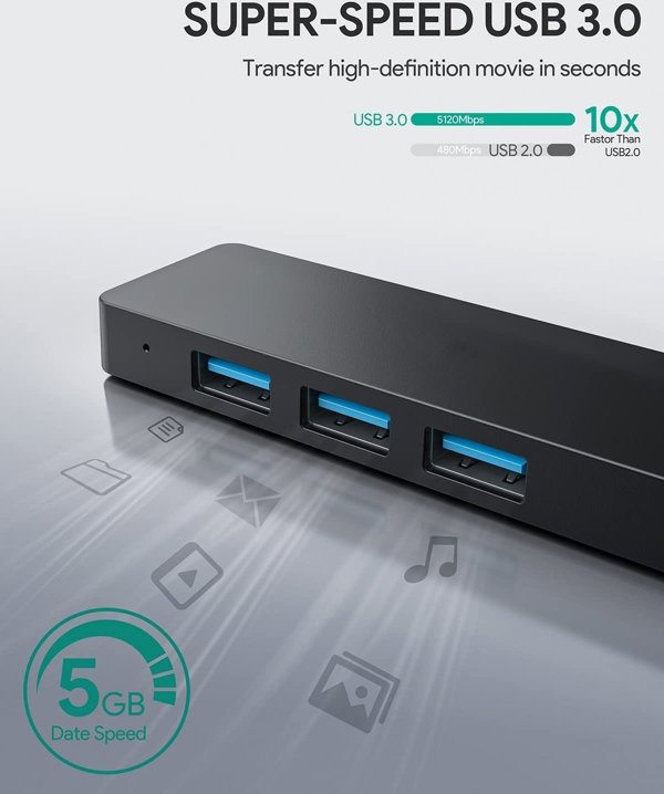 Aukey USB HUB 4x USB-A 3.1 Gen1 (CB-H39) 12321143 5902666662507