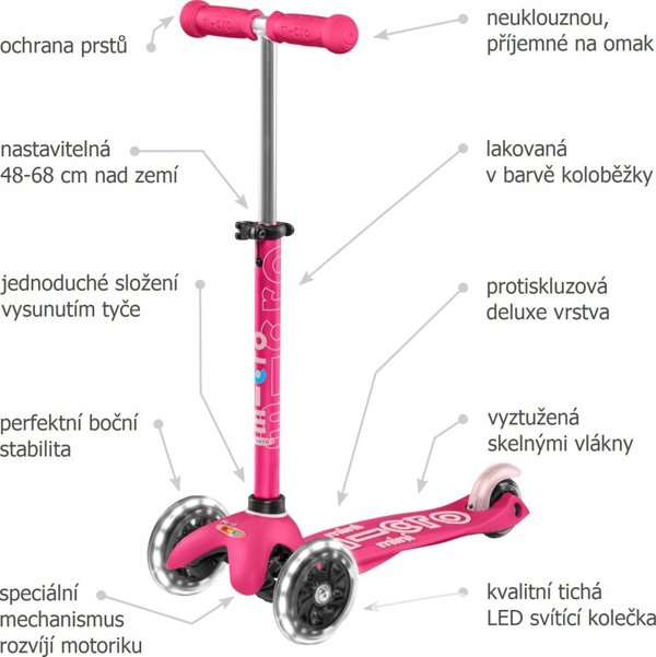 Πατίνι Micro Micro Paspirtukai Paspirtukas Mini Micro Deluxe ροζ