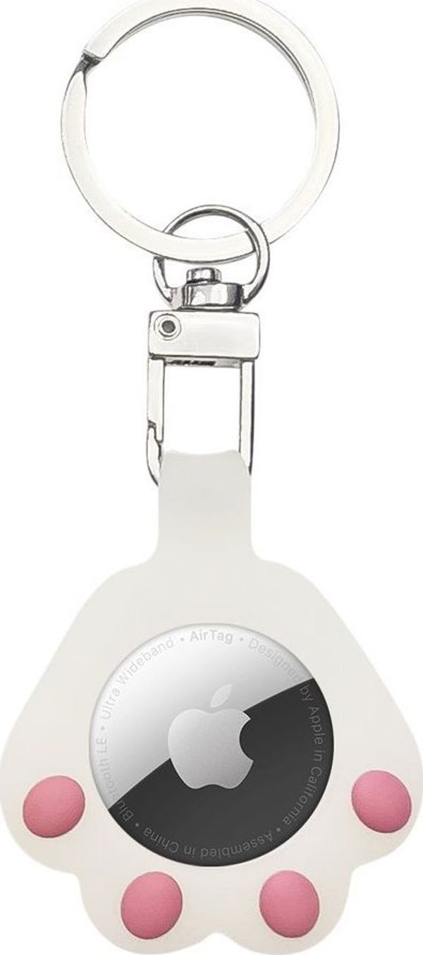 Θήκη Hurtel Cat Paw για AirTag από σιλικόνη, λευκή