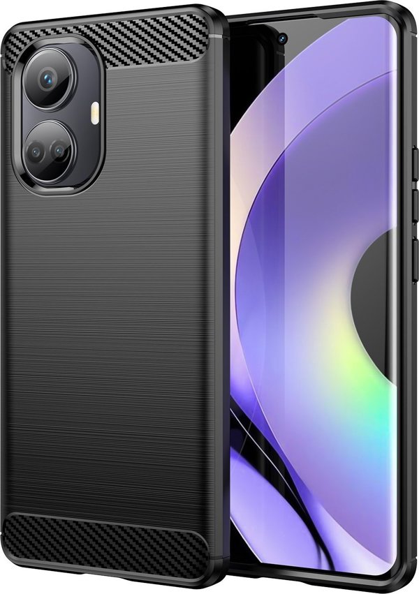 Hurtel Carbon Case θήκη για Realme 10 Pro εύκαμπτη σιλικονούχα ανθρακονημάτινη θήκη μαύρη