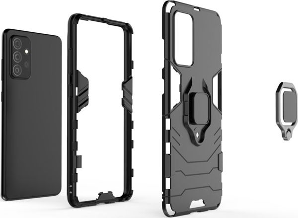 Hurtel Ring Armor θωρακισμένη υβριδική θήκη + μαγνητική βάση Samsung Galaxy A72 4G μαύρο