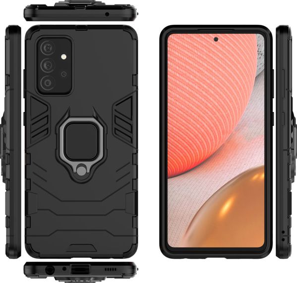 Hurtel Ring Armor θωρακισμένη υβριδική θήκη + μαγνητική βάση Samsung Galaxy A72 4G μαύρο