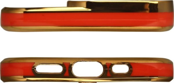 Hurtel Fashion Case θήκη για iPhone 12 Pro ζελατινώδες κάλυμμα με χρυσό πλαίσιο κόκκινο