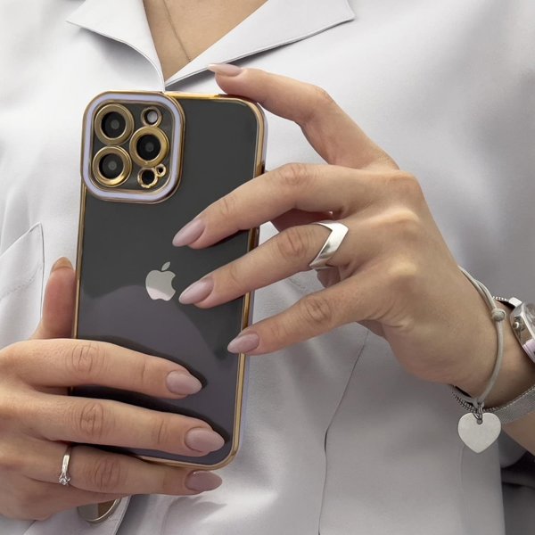 Hurtel Fashion Case θήκη για iPhone 12 Pro ζελατινώδες κάλυμμα με χρυσό πλαίσιο κόκκινο