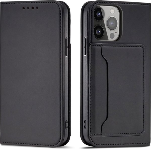 Θήκη καρτών μαγνήτη Hurtel etui Samsung Galaxy S23 Ultra θήκη με καπάκι πορτοφόλι βάση μαύρη