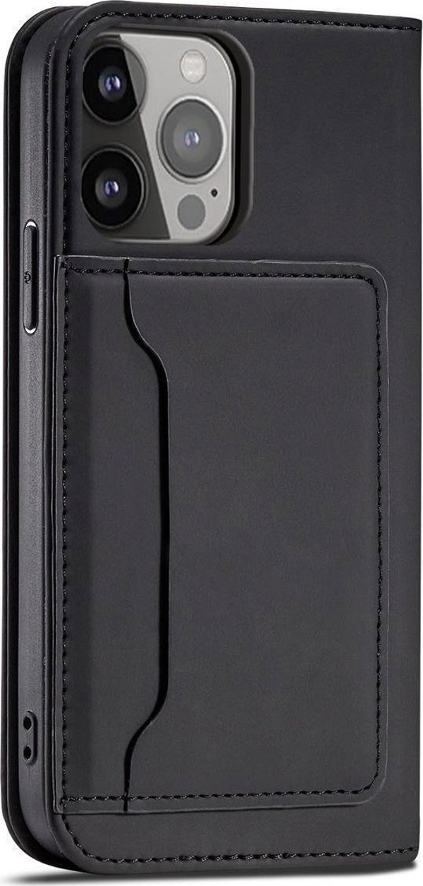 Θήκη καρτών μαγνήτη Hurtel etui Samsung Galaxy S23 Ultra θήκη με καπάκι πορτοφόλι βάση μαύρη