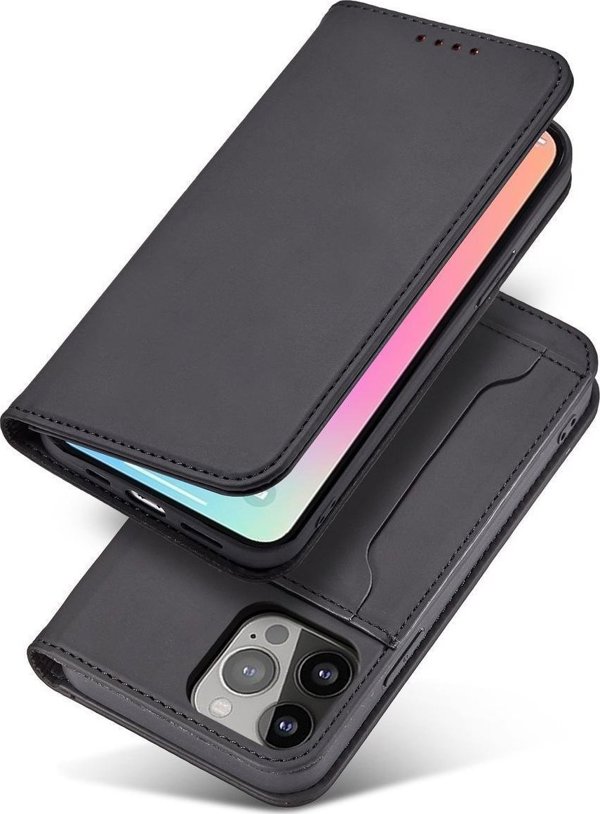 Θήκη καρτών μαγνήτη Hurtel etui Samsung Galaxy S23 Ultra θήκη με καπάκι πορτοφόλι βάση μαύρη