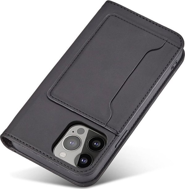Θήκη καρτών μαγνήτη Hurtel etui Samsung Galaxy S23 Ultra θήκη με καπάκι πορτοφόλι βάση μαύρη