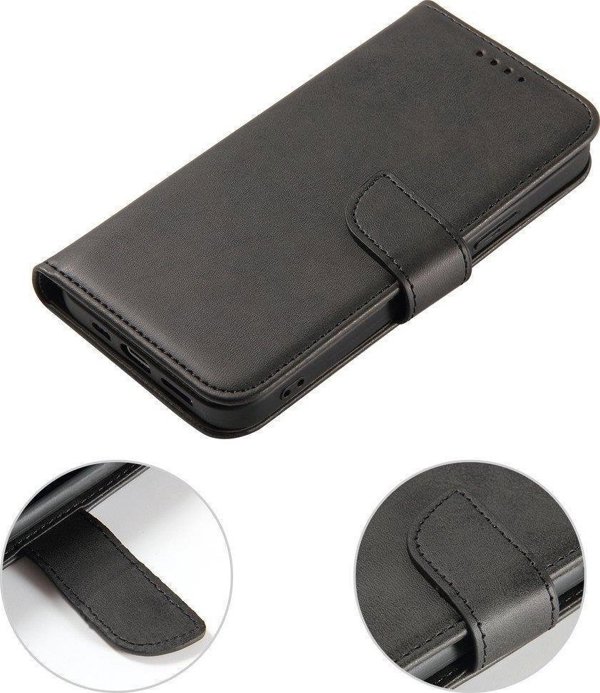 Hurtel Magnet Case κομψή θήκη με καπάκι και λειτουργία βάσης Honor Magic 4 Pro μαύρο