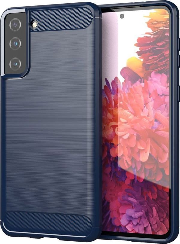 Εύκαμπτο κάλυμμα Hurtel Carbon Case για Samsung Galaxy S21+ 5G (S21 Plus 5G) μπλε