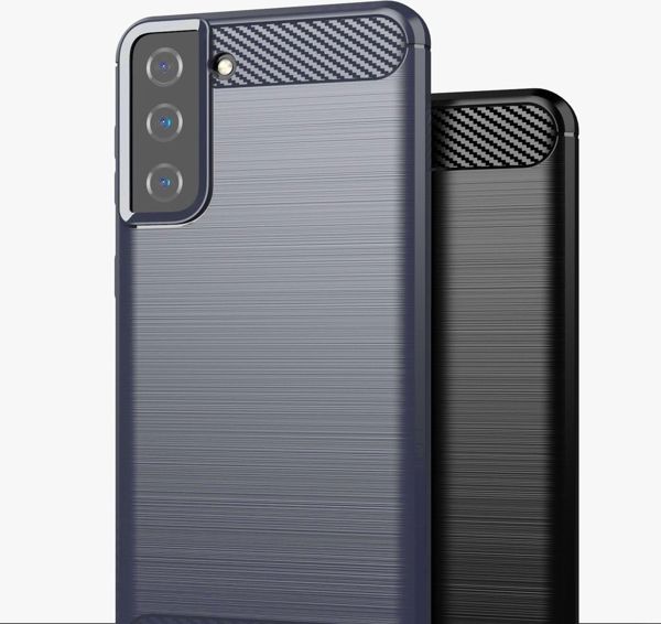 Εύκαμπτο κάλυμμα Hurtel Carbon Case για Samsung Galaxy S21+ 5G (S21 Plus 5G) μπλε