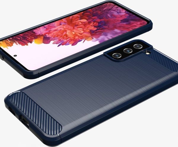 Εύκαμπτο κάλυμμα Hurtel Carbon Case για Samsung Galaxy S21+ 5G (S21 Plus 5G) μπλε