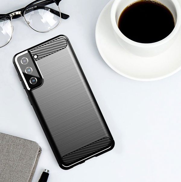 Εύκαμπτο κάλυμμα Hurtel Carbon Case για Samsung Galaxy S21+ 5G (S21 Plus 5G) μπλε
