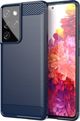 Εύκαμπτο κάλυμμα Hurtel Carbon Case για Samsung Galaxy S21 Ultra 5G μπλε