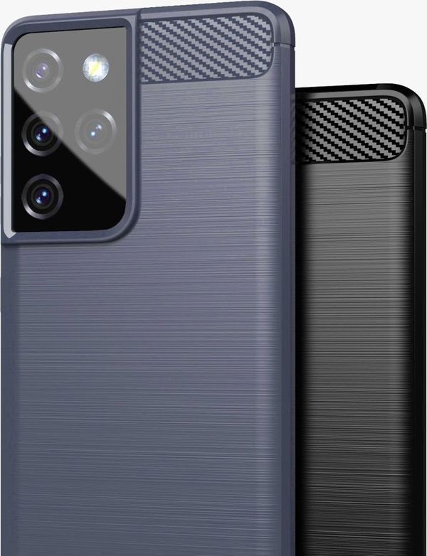 Εύκαμπτο κάλυμμα Hurtel Carbon Case για Samsung Galaxy S21 Ultra 5G μπλε