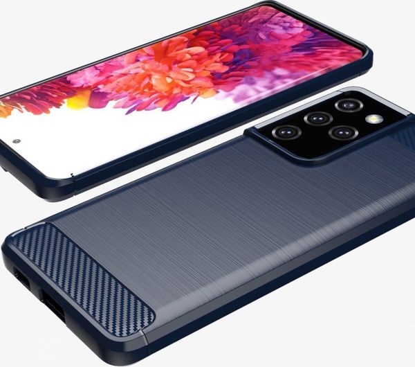 Εύκαμπτο κάλυμμα Hurtel Carbon Case για Samsung Galaxy S21 Ultra 5G μπλε