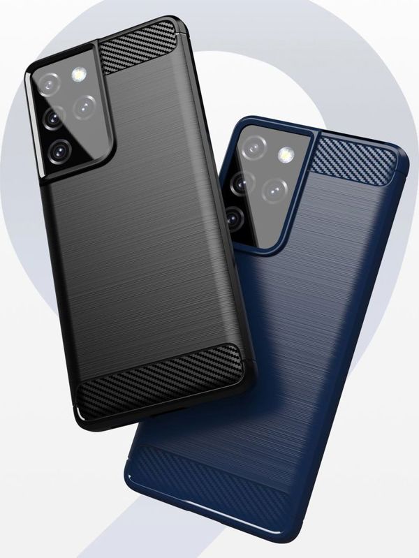 Εύκαμπτο κάλυμμα Hurtel Carbon Case για Samsung Galaxy S21 Ultra 5G μπλε