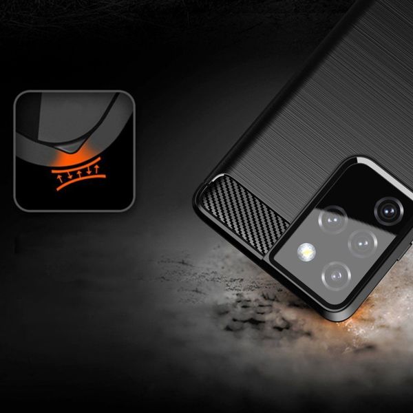 Εύκαμπτο κάλυμμα Hurtel Carbon Case για Samsung Galaxy S21 Ultra 5G μπλε