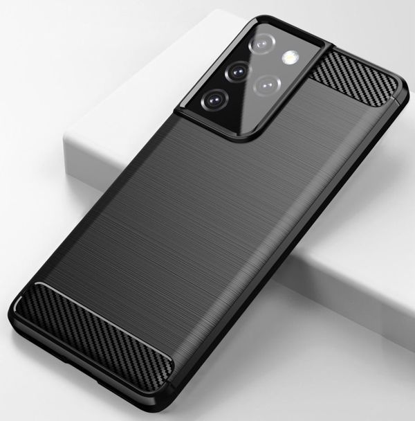 Εύκαμπτο κάλυμμα Hurtel Carbon Case για Samsung Galaxy S21 Ultra 5G μπλε