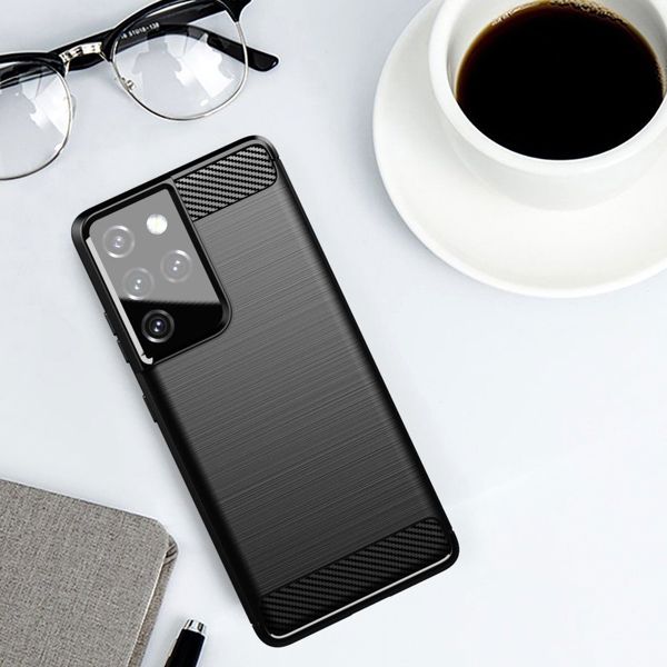 Εύκαμπτο κάλυμμα Hurtel Carbon Case για Samsung Galaxy S21 Ultra 5G μπλε