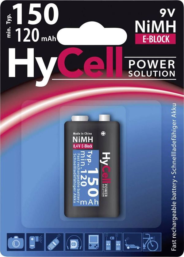 Hycell HyCell 9V τύπου μπλοκ 150, μπαταρία (1 τεμάχιο, 9V)