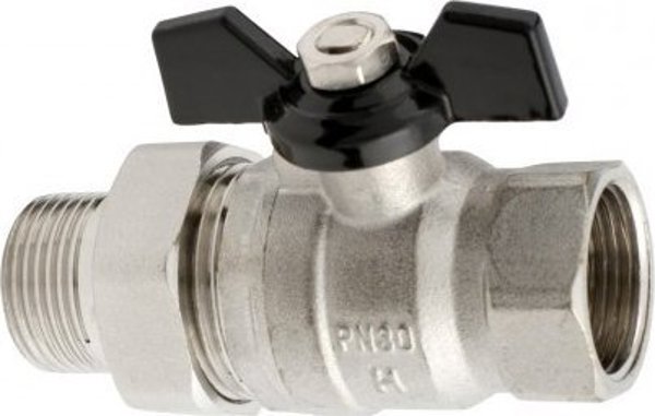 Hydroland Σφαιρική Βαλβίδα Νερού 1/2" Με Σύνδεσμο Πεταλούδα Τιτάνιο - ZKW-15-WS-M-H-TYTAN