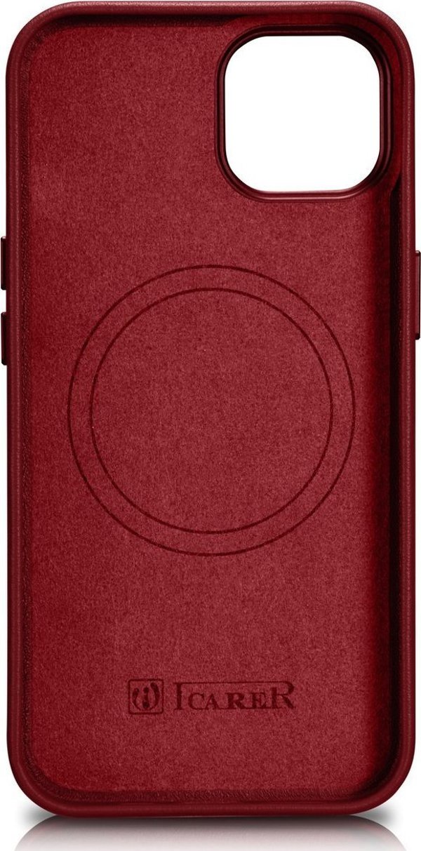 iCarer iCarer Θήκη Δερμάτινη θήκη από φυσικό δέρμα για iPhone 14 Plus κόκκινο (συμβατό με MagSafe)