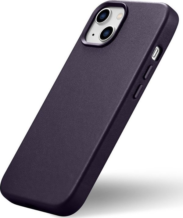 iCarer iCarer Case Leather θήκη από φυσικό δέρμα για iPhone 14 Plus σκούρο μοβ (συμβατό με MagSafe)