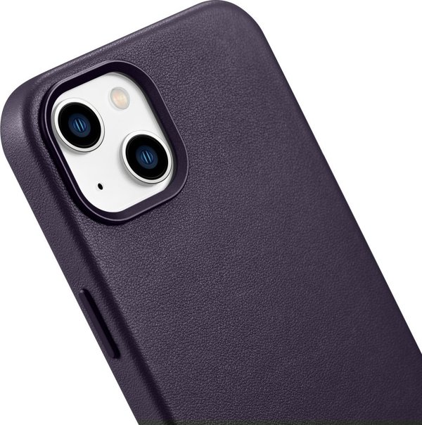 iCarer iCarer Case Leather θήκη από φυσικό δέρμα για iPhone 14 Plus σκούρο μοβ (συμβατό με MagSafe)