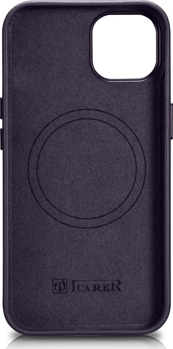 iCarer iCarer Case Leather θήκη από φυσικό δέρμα για iPhone 14 Plus σκούρο μοβ (συμβατό με MagSafe)