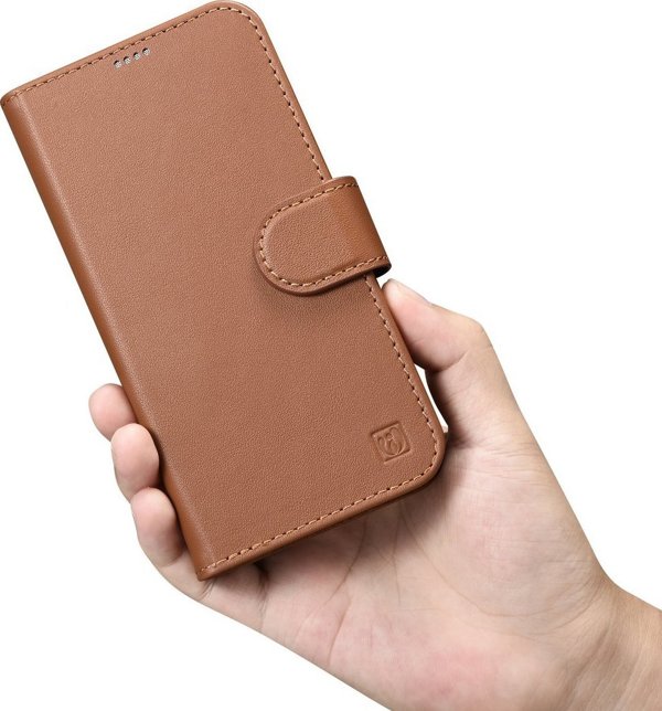 iCarer iCarer Wallet Case 2in1 θήκη iPhone 14 Plus δερμάτινη θήκη με καπάκι Anti-RFID καφέ (WMI14220727-BN)
