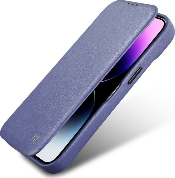 iCarer iCarer CE Premium Leather Folio Case δερμάτινη θήκη iPhone 14 Plus με μαγνητικό καπάκι MagSafe ανοιχτό μοβ (WMI14220715-LP)
