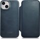 iCarer iCarer CE Oil Wax Premium Leather Folio Case δερμάτινη θήκη iPhone 14 Plus με μαγνητικό καπάκι MagSafe μπλε (AKI14220707-BU)