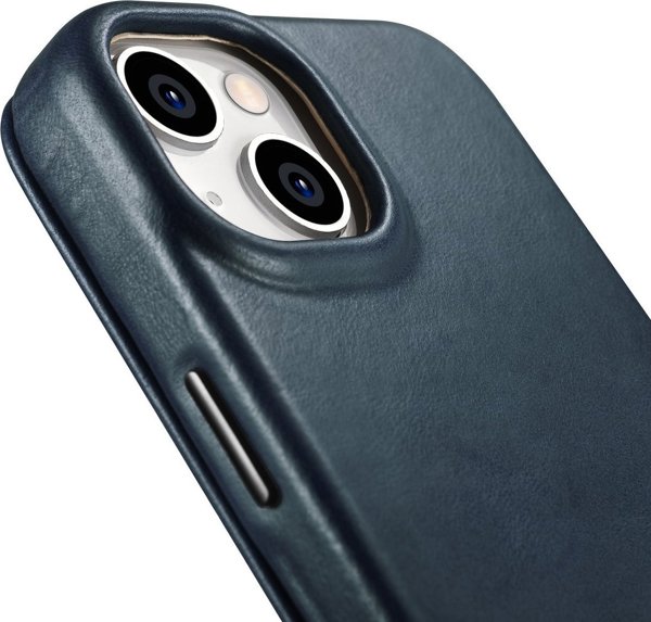 iCarer iCarer CE Oil Wax Premium Leather Folio Case δερμάτινη θήκη iPhone 14 Plus με μαγνητικό καπάκι MagSafe μπλε (AKI14220707-BU)