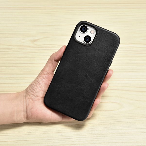 iCarer iCarer Oil Wax Premium Leather Case δερμάτινη θήκη iPhone 14 Plus μαγνητική με MagSafe μαύρο (WMI14220703-BK)