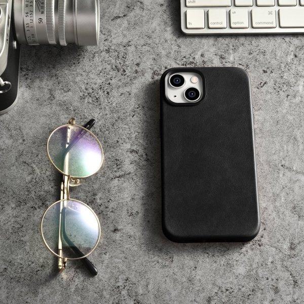 iCarer iCarer Oil Wax Premium Leather Case δερμάτινη θήκη iPhone 14 Plus μαγνητική με MagSafe μαύρο (WMI14220703-BK)