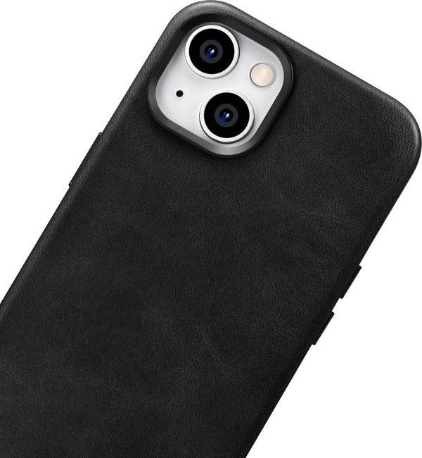 iCarer iCarer Oil Wax Premium Leather Case δερμάτινη θήκη iPhone 14 Plus μαγνητική με MagSafe μαύρο (WMI14220703-BK)