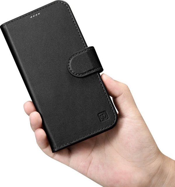 iCarer iCarer Θήκη Πορτοφόλι 2σε1 θήκη iPhone 14 Plus δερμάτινη θήκη με καπάκι Anti-RFID μαύρο (WMI14220727-BK)