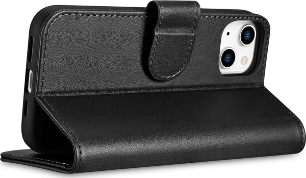 iCarer iCarer Θήκη Πορτοφόλι 2σε1 θήκη iPhone 14 Plus δερμάτινη θήκη με καπάκι Anti-RFID μαύρο (WMI14220727-BK)