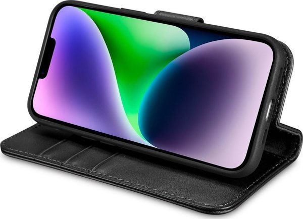 iCarer iCarer Θήκη Πορτοφόλι 2σε1 θήκη iPhone 14 Plus δερμάτινη θήκη με καπάκι Anti-RFID μαύρο (WMI14220727-BK)